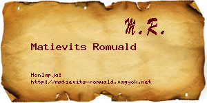 Matievits Romuald névjegykártya